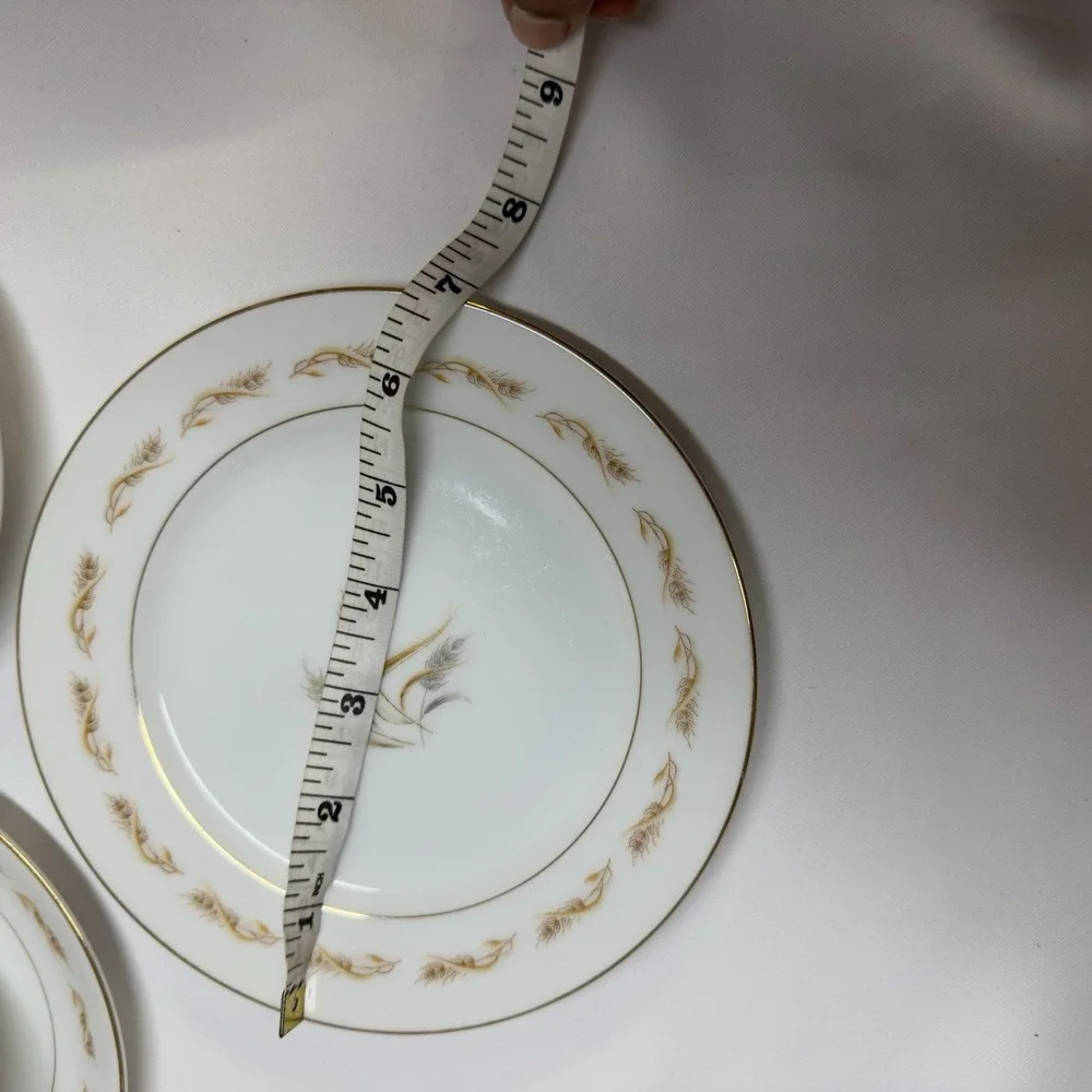 Mikasa Fine China Wheat‎ Grace Tea Set Cup Saucer Plates Japan Vintage Gold Tim